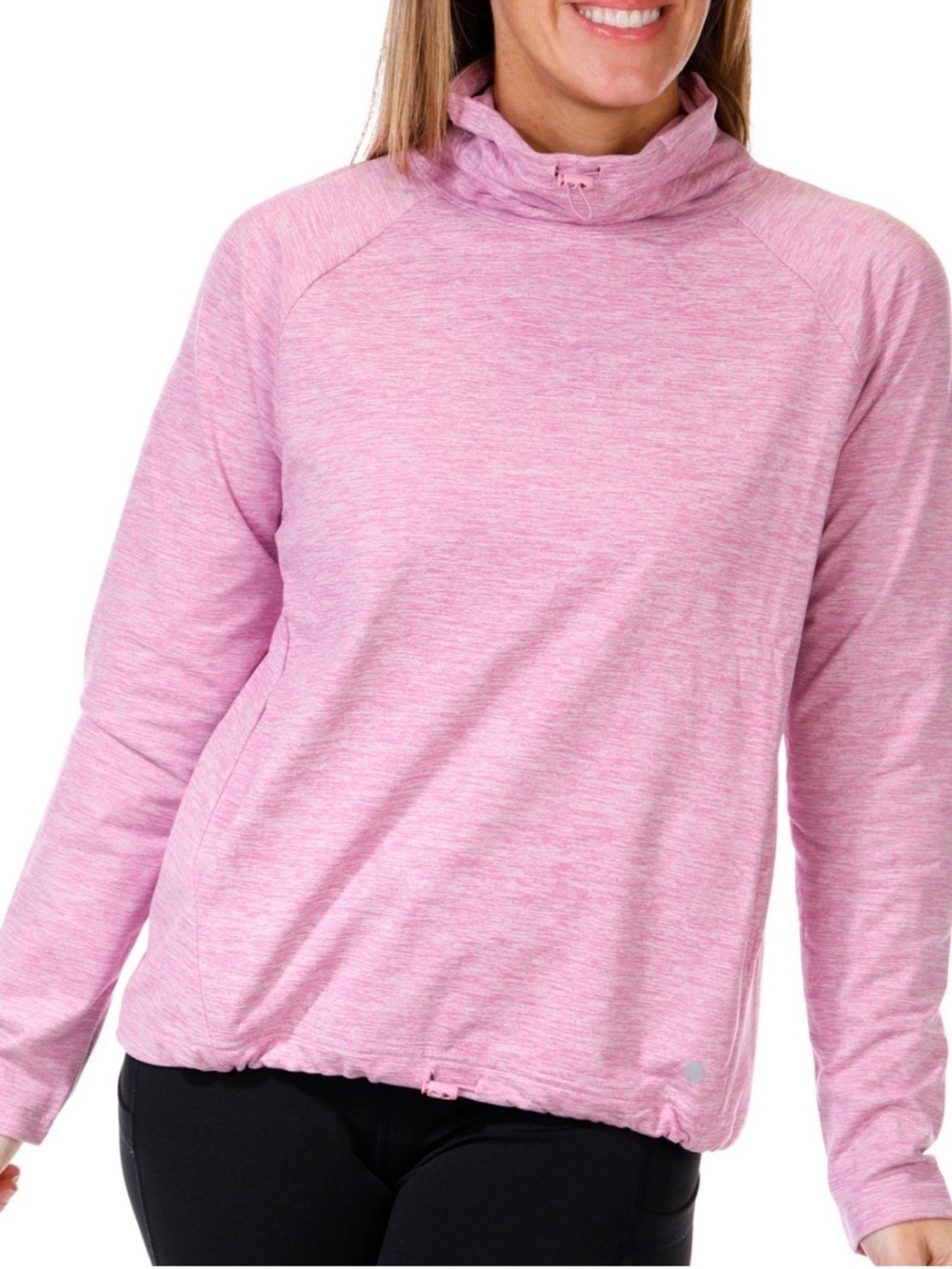 Apana Yoga Women's Long Sleeve Cowl Neck Shirt Mauve Heathered Size Large NEW